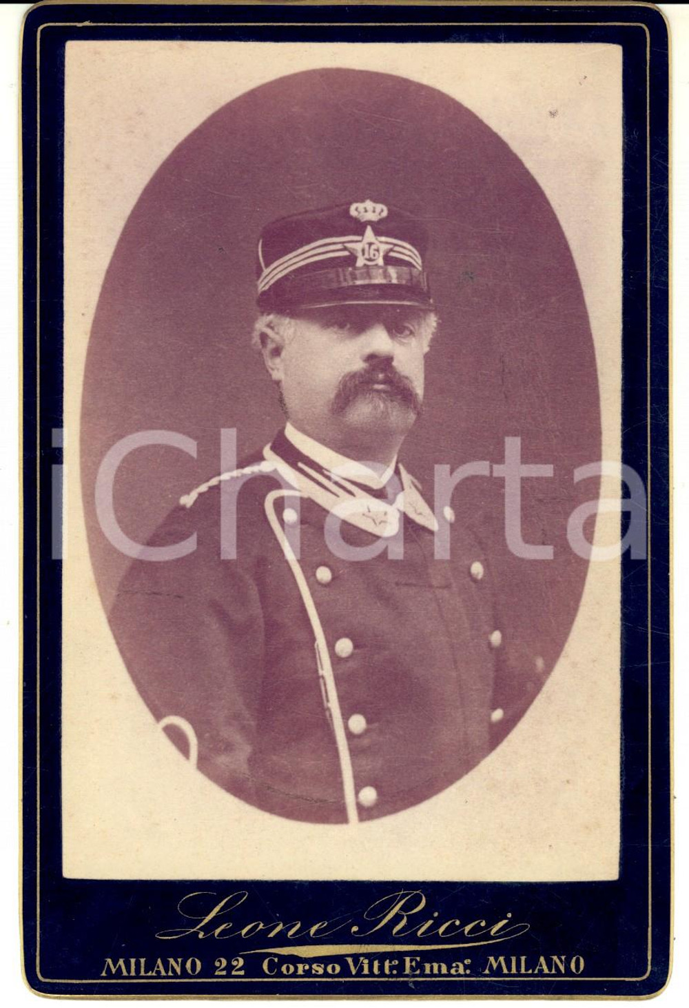 1900 ca MILANO Ritratto di ufficiale ARTIGLIERIA TRENO *Foto LEONE RICCI 11x16