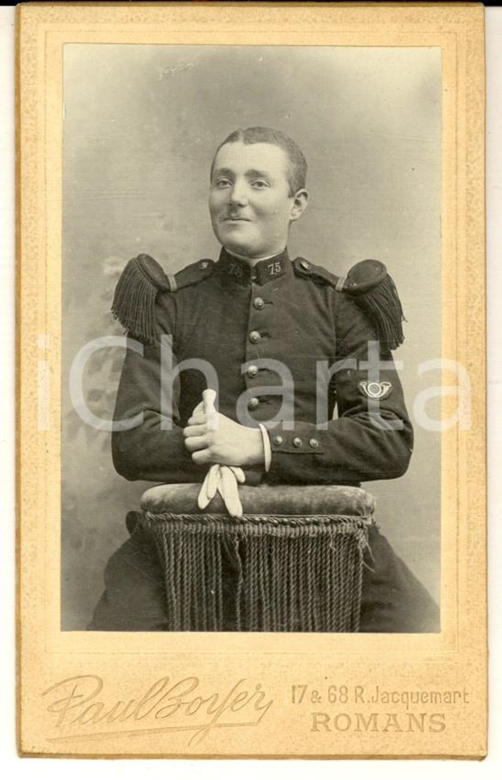 1890 ca ROMANS Portrait d'officier avec prix de tir - Photo Paul BOYER CDV