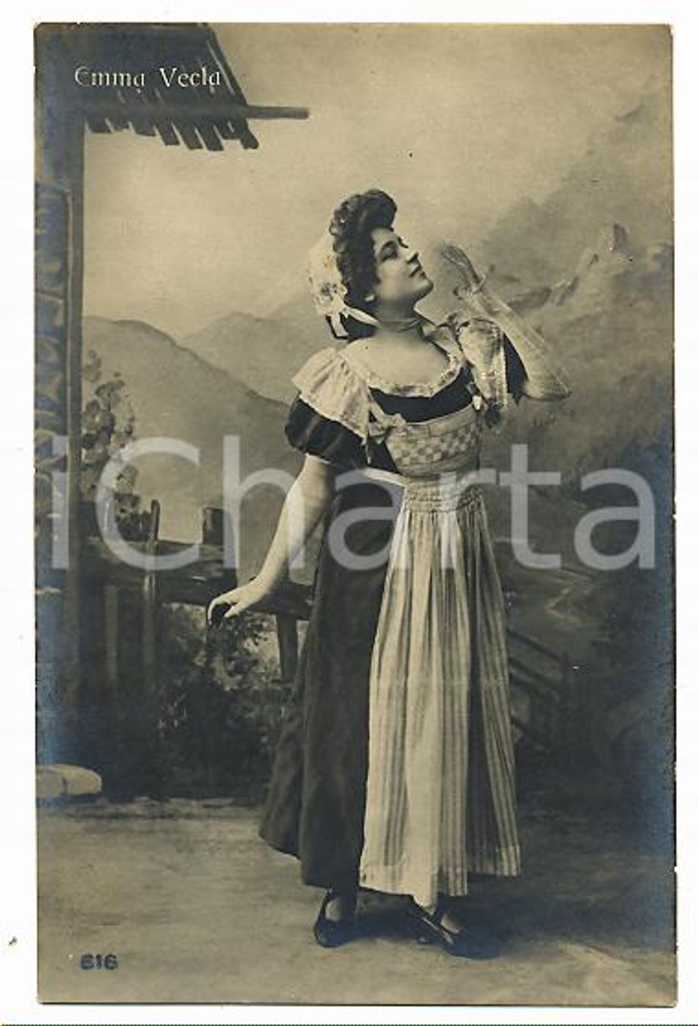 1910 ca LIRICA Emma VECLA in costume da pastorella *Cartolina FP NV