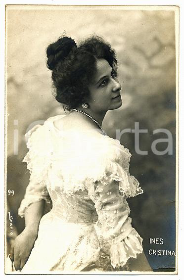 1910 ca TEATRO Ines Cristina ZACCONI Ritratto con filo di perle *Cartolina FP NV