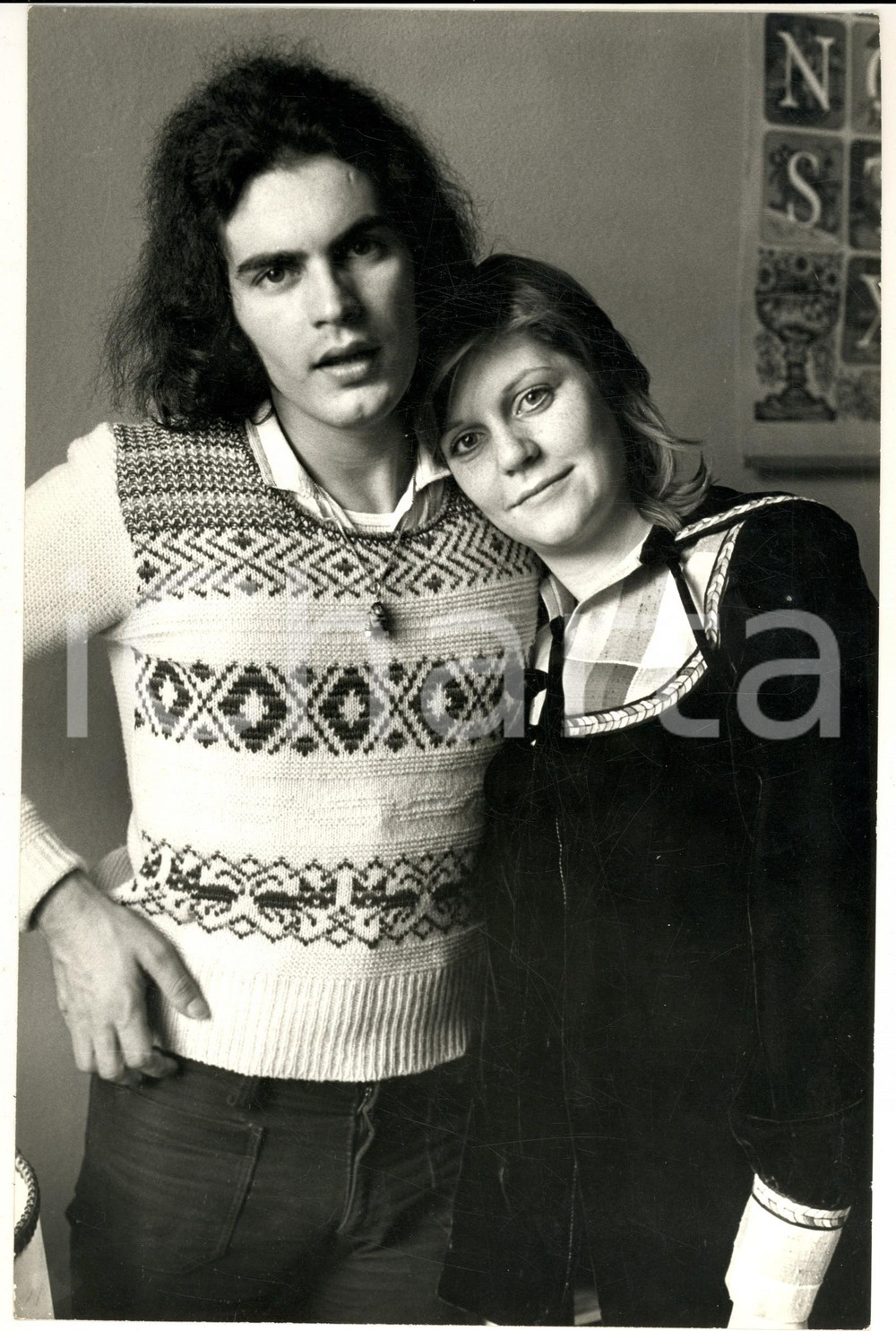 1975 ca COSTUME Ritratto del cantante DONATELLO con la moglie incinta (1) *Foto 