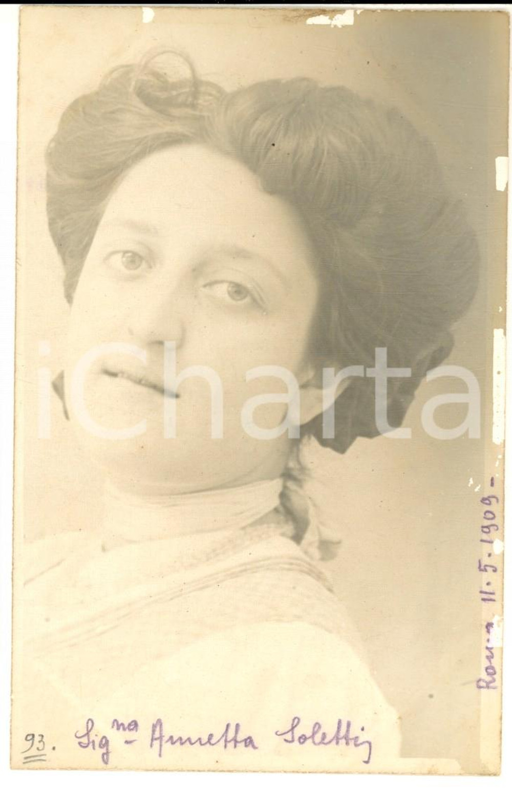 1909 ROMA Ritratto di Annetta SOLETTI di profilo - Fotocartolina VINTAGE