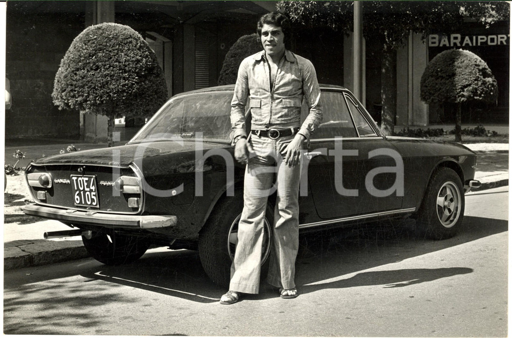 1972 TORINO JUVENTUS Franco CAUSIO con la sua LANCIA FULVIA *Foto 30x20 cm