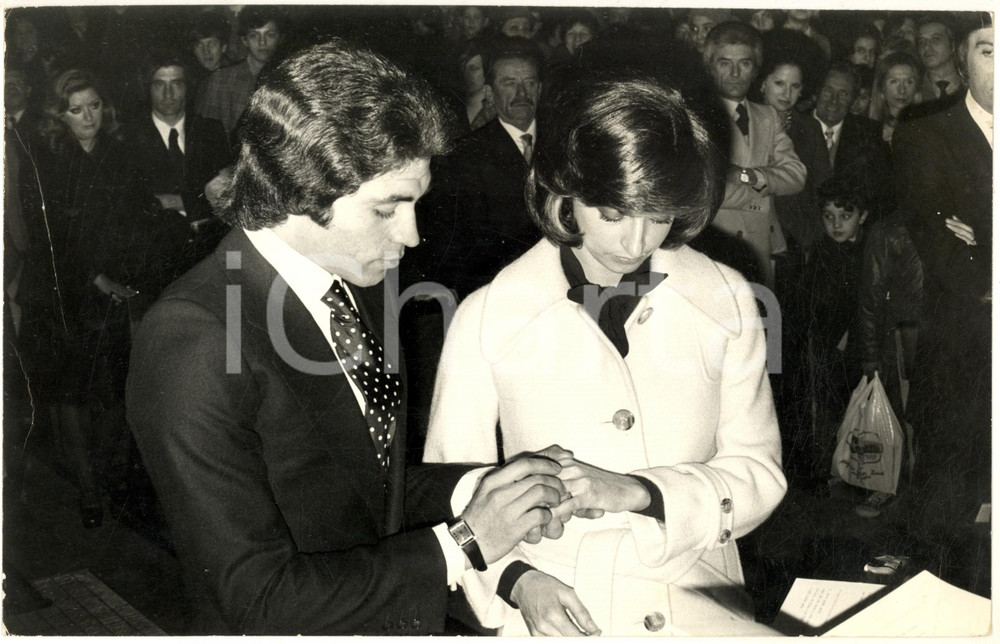 1970 ca COSTUME ITALIA Nozze del calciatore Franco CAUSIO- Foto 30x20 cm