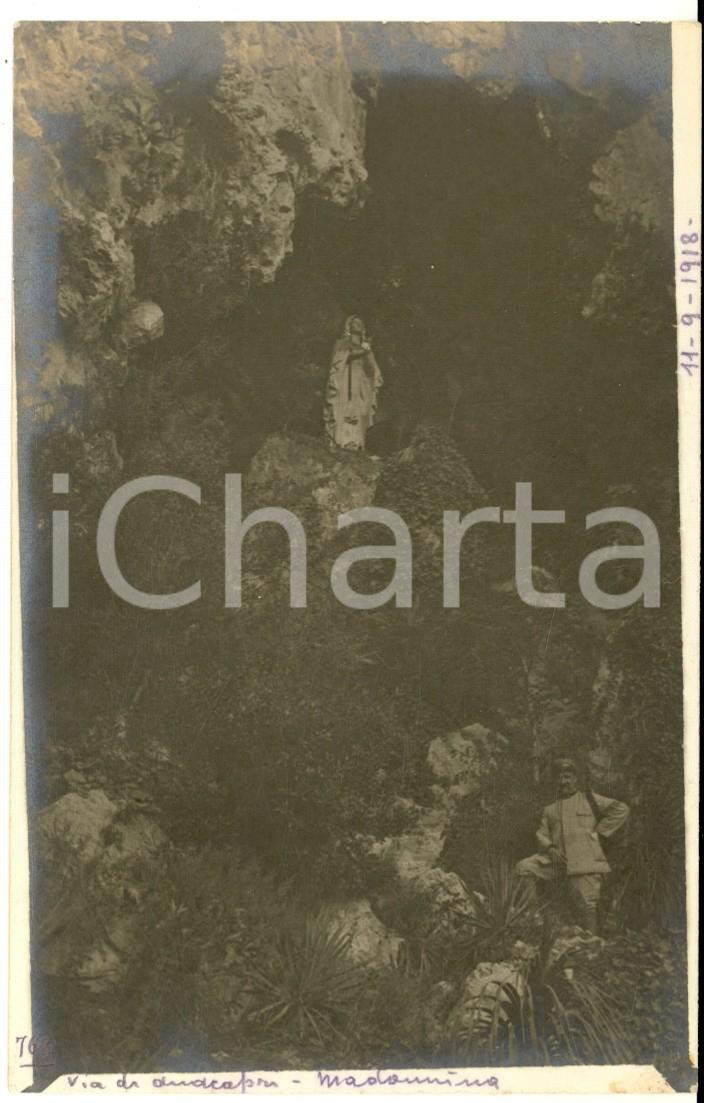 Fotografia d epoca originale 1918 ANACAPRI Veduta con grotta della Madonnina  Fotocartolina ANIMATA MILITARE 1