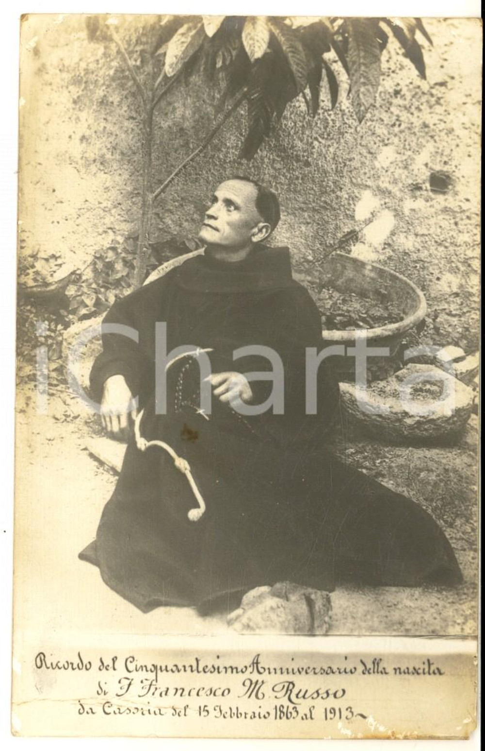 Cartolina originale da collezione 1913 CASORIA Frate Francesco M. RUSSO  Cinquantenario nascita Cartolina 1