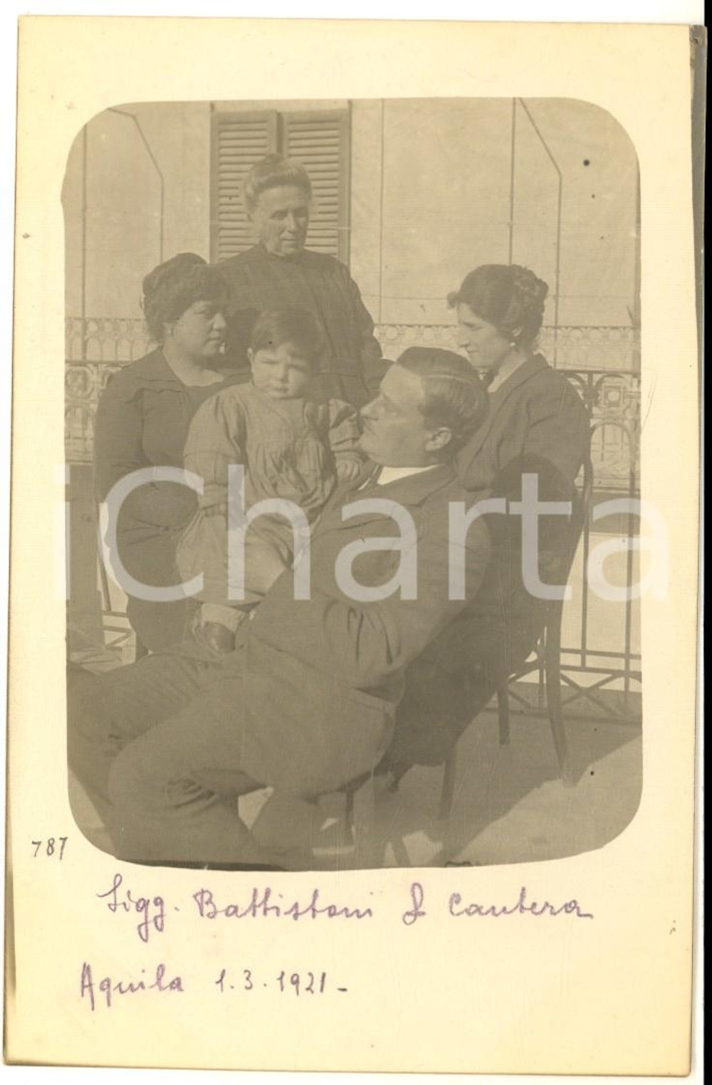 Fotografia d epoca originale 1921 L AQUILA Ritratto famiglie BATTISTONI e CANTERA  Foto cartolina 1