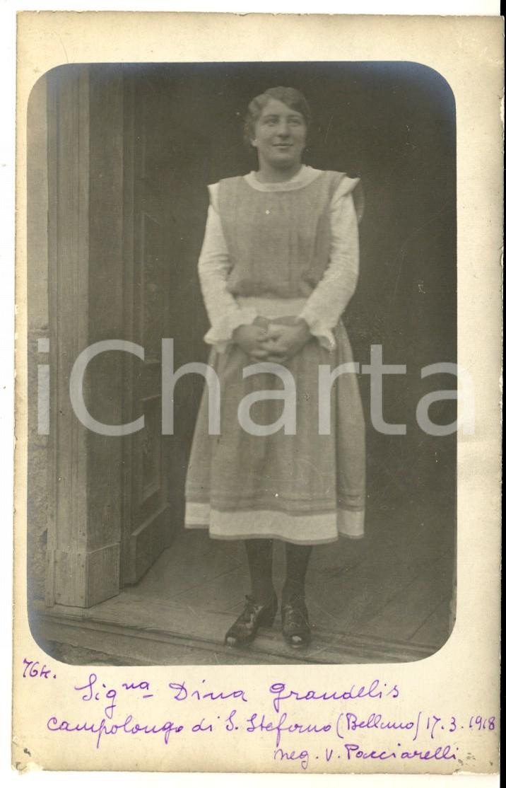 1918 CAMPOLONGO / S. STEFANO CADORE Ritratto Dina GRANDELIS *Foto cartolina