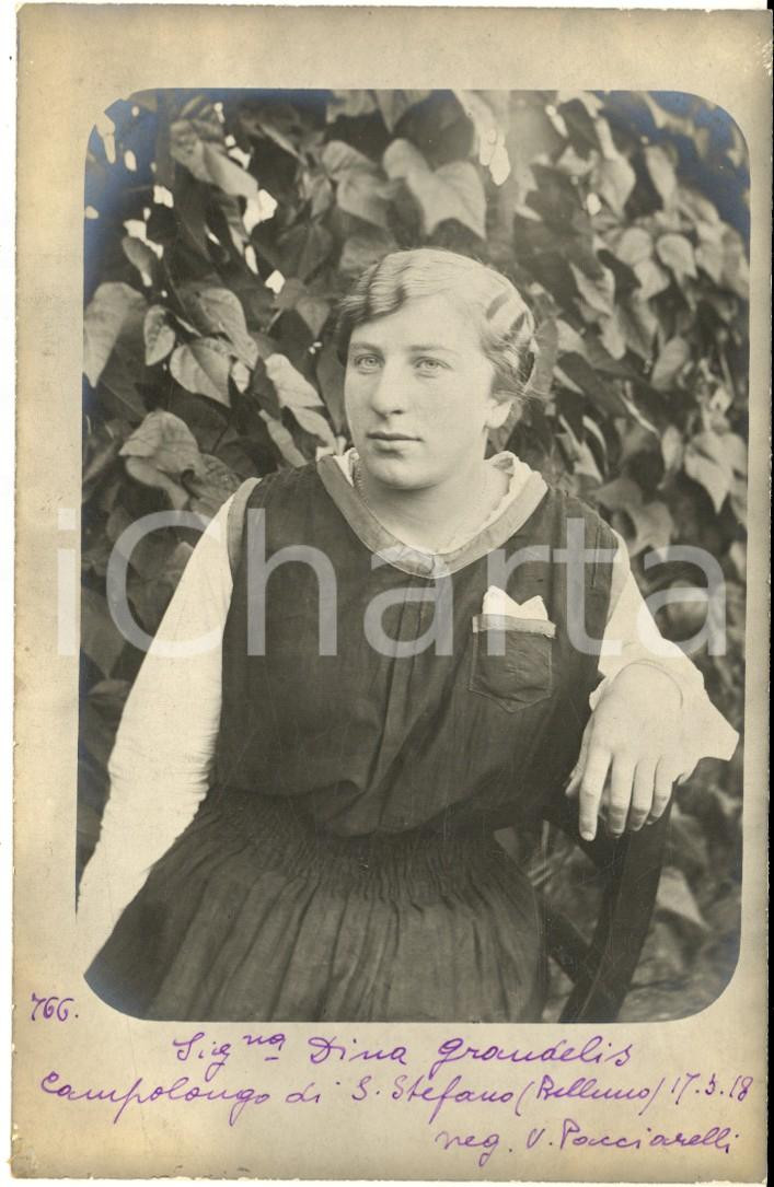 1918 CAMPOLONGO / S. STEFANO CADORE Ritratto Dina GRANDELIS - Foto cartolina