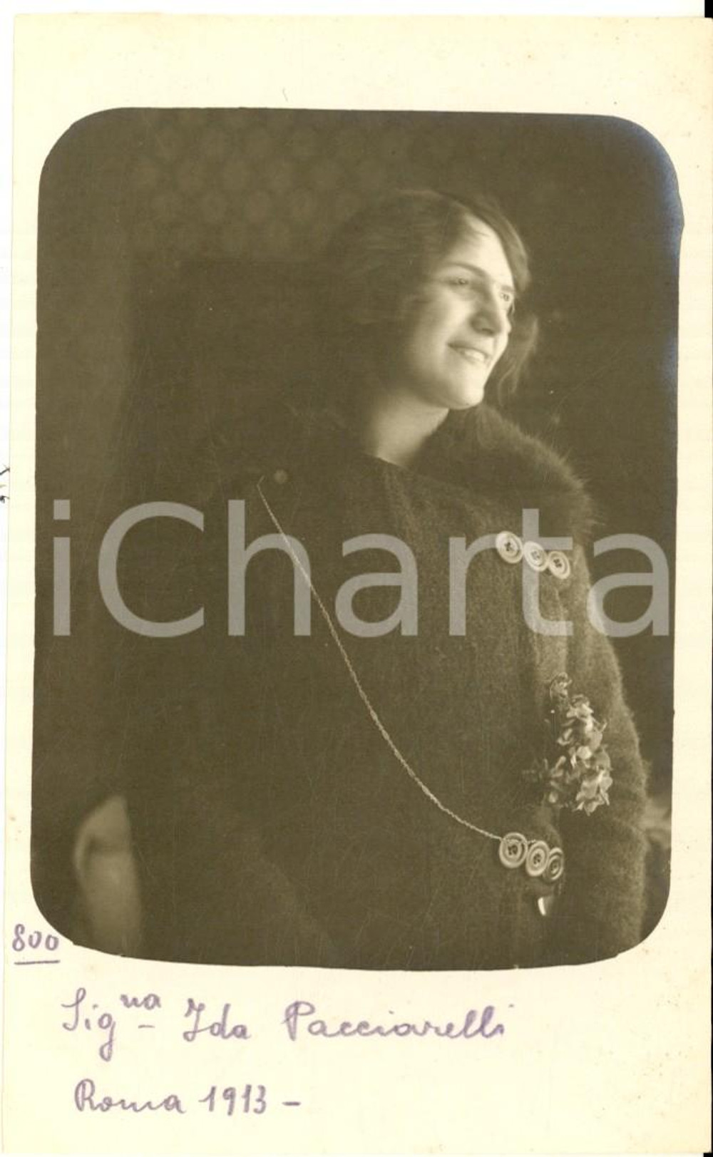 1913 ROMA Ritratto di Ida PACCIARELLI (1) - Foto cartolina ARTISTICA