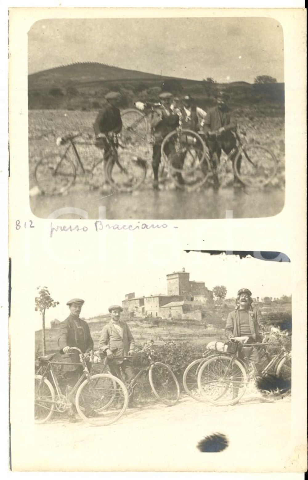 1915 ca AREA DI ROMA / BRACCIANO Cicloamatori in gita *Foto cartolina RARA