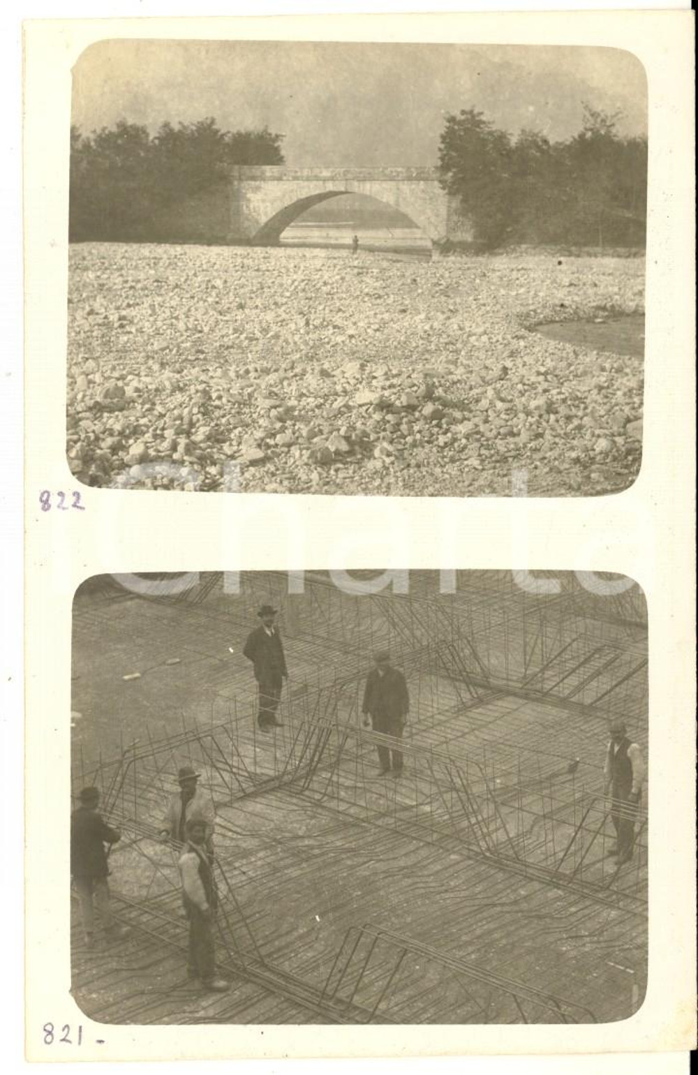 1915 ca AREA DI ROMA / BRACCIANO Vedute con ponte e operai al lavoro *Foto