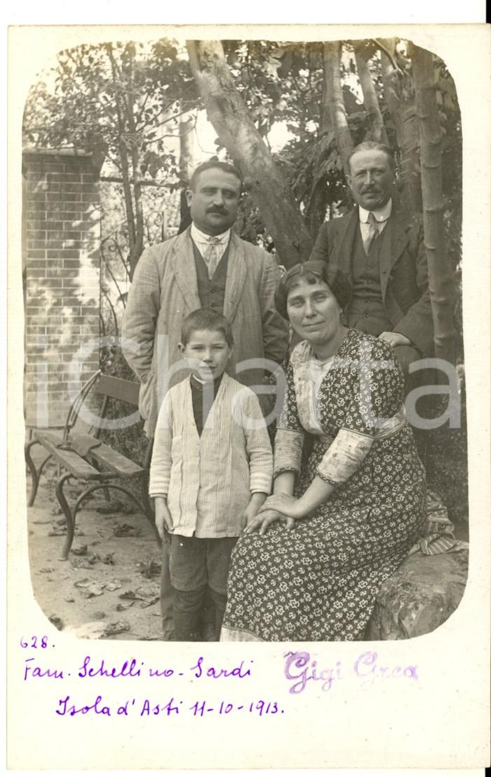 1913 ISOLA D'ASTI Famiglia SCHELLINO - SARDI - Ritratto *Foto cartolina