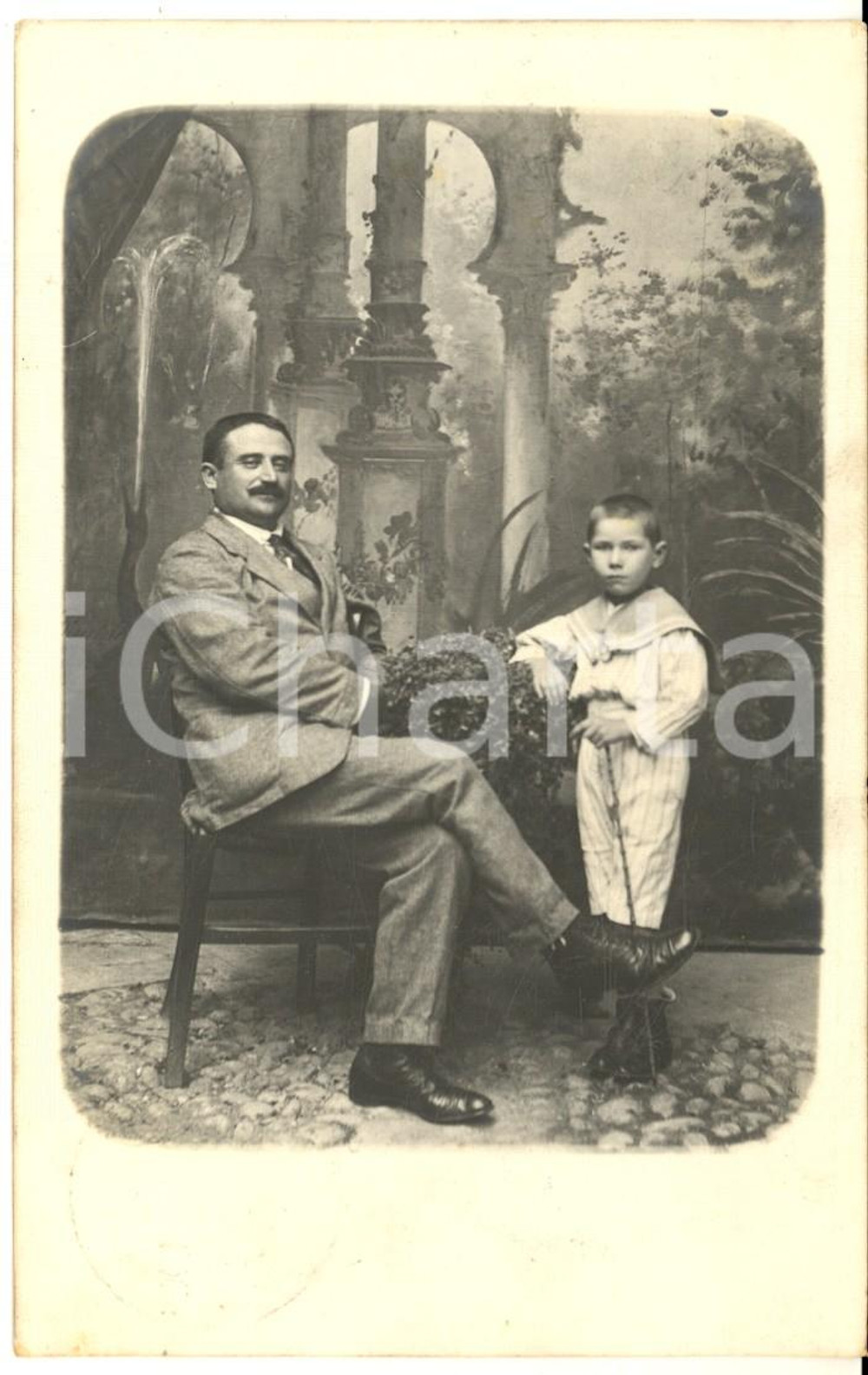 1913 ISOLA D'ASTI Famiglia SCHELLINO - SARDI - Padre e figlio *Foto cartolina