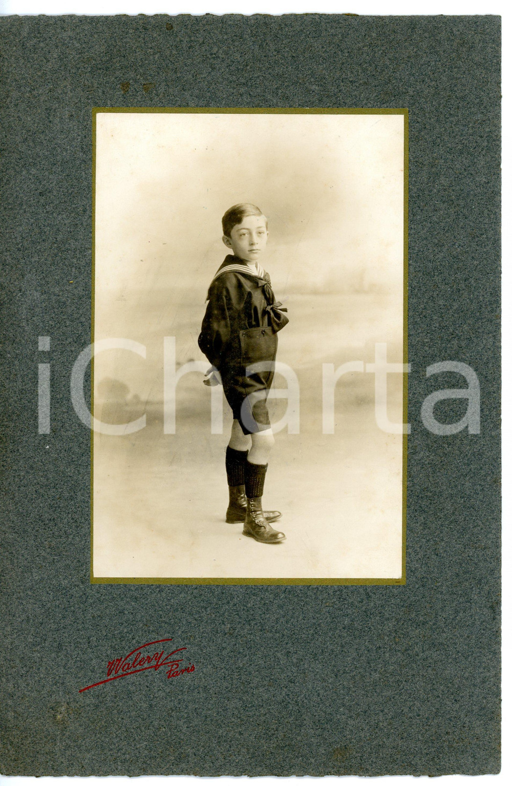 1900 ca PARIS Ritratto di bambino in divisa da marinaretto *Foto WALERY 16x24 cm