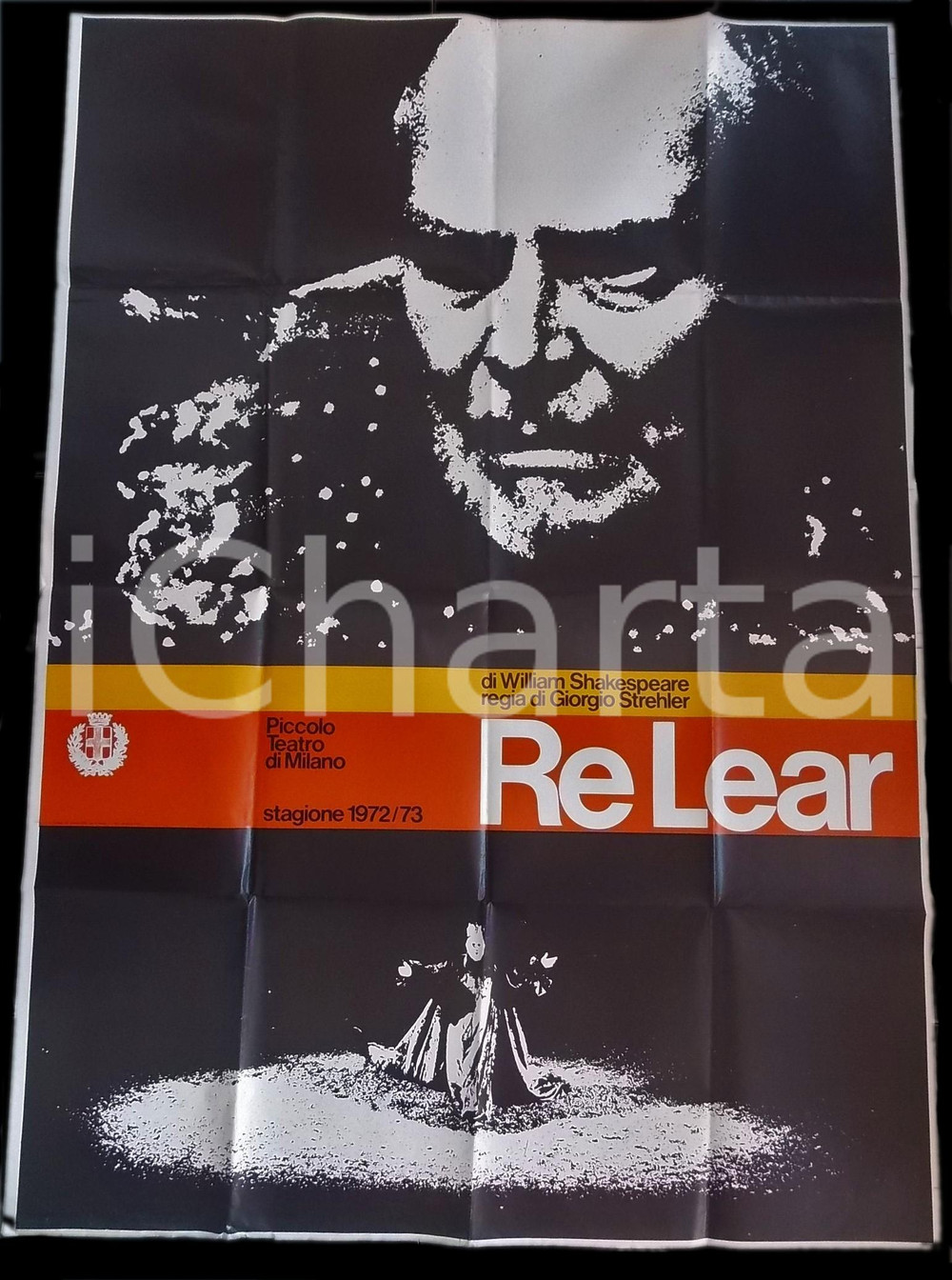 1972-73 MILANO Piccolo Teatro - RE LEAR regia Giorgio STREHLER Locandina 100x140