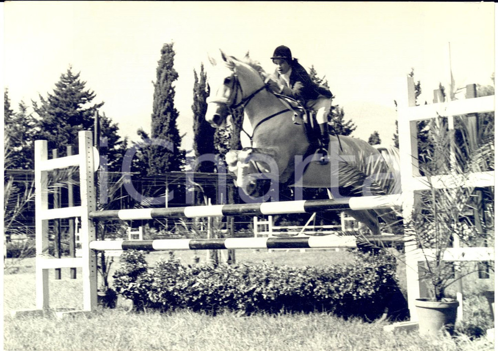 1955 ca PALERMO Concorso Ippico Internazionale - Donne - BONDI in gara *Foto Fotografia d'epoca con didascalia coeva.  CONDIZIONI: FAIR (lieve sovraimpressione) FORMATO:  18x13 cm    originale e autentica 1
