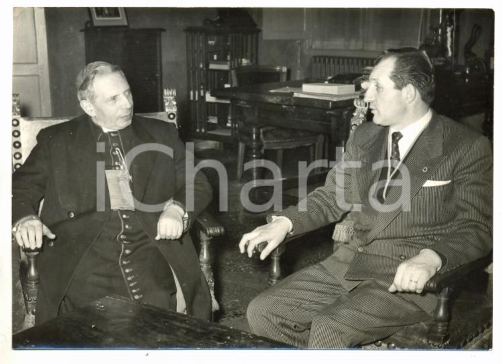 1955 ca BOLOGNA Gino BARTALI ricevuto dal Cardinale Giacomo LERCARO *Foto 18x13