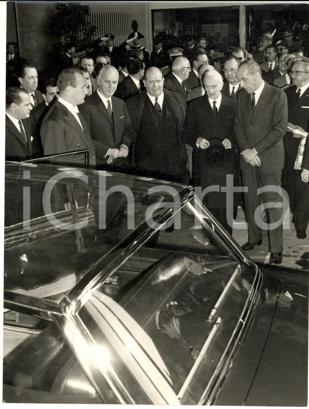 1963 TORINO 45° Salone Automobile - Antonio SEGNI in visita *Foto 18x24 cm