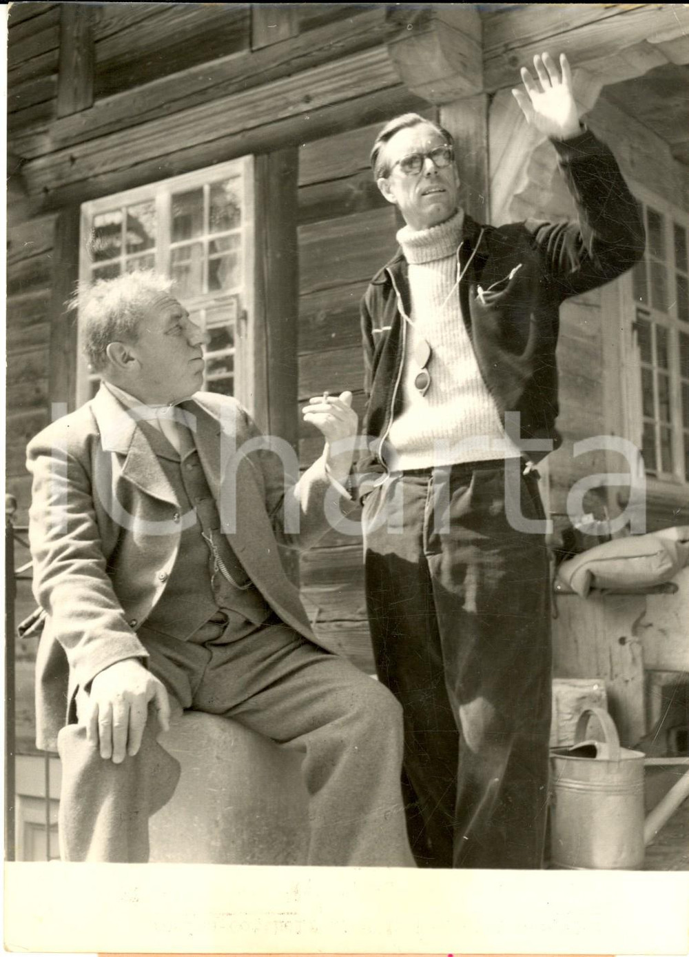 Fotografia d epoca originale 1954 CINEMA Uli der Knecht Heinrich GRETLER sul set con Emil BERNA Foto 13x18 1