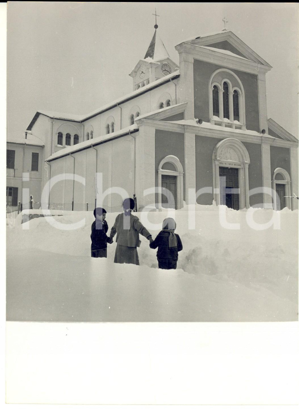 Fotografia d epoca originale Febbraio 1956 SAN MICHELE ARCANGELO IN SAN PELINO AVEZZANO Nevicata eccezionale 1