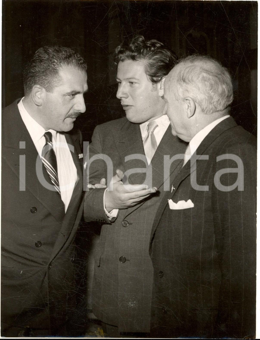 Fotografia d epoca originale 1953 BERLIN Theatre Congress  Paolo GRASSI Peter USTINOV Theodor LARSEN Photo 1