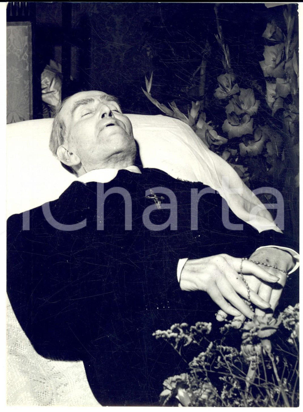 1954 MILANO Attore Armando FALCONI sul letto di morte - Foto 13x18 cm