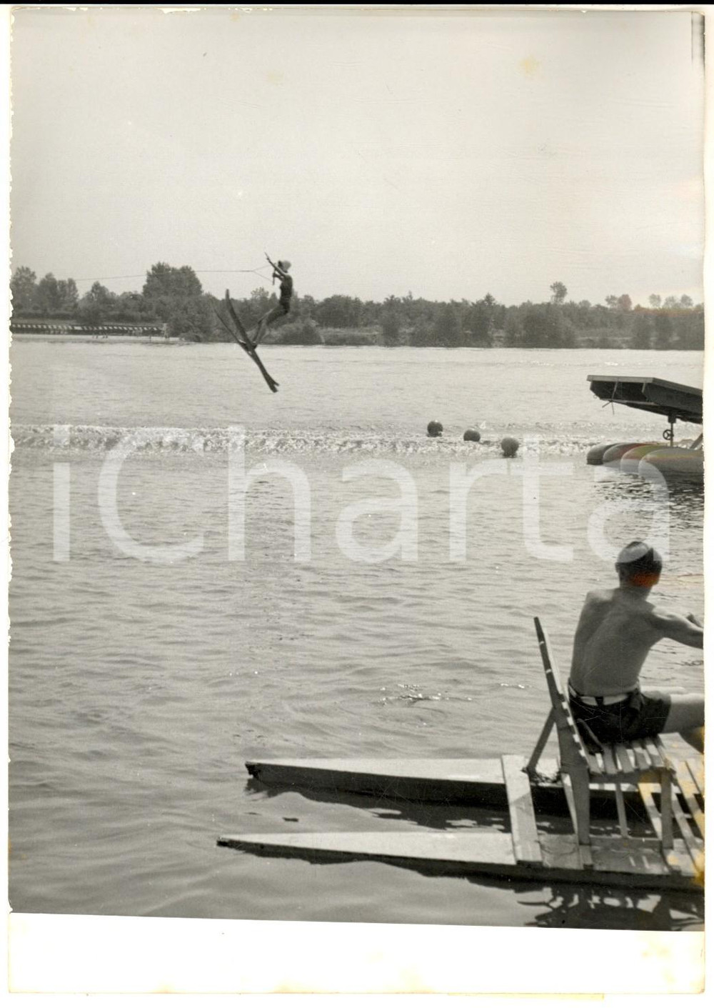 1954 MILANO Campionati Europei SCI NAUTICO - Marina DORIA al salto *Foto