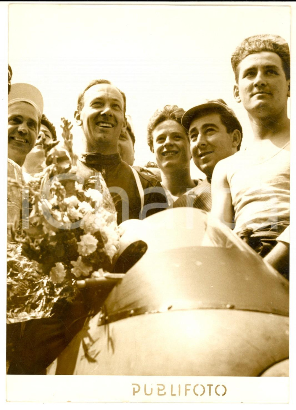 1955 MONZA GP delle Nazioni - Il vincitore Dickie DALE su GUZZI *Foto 13x18 cm