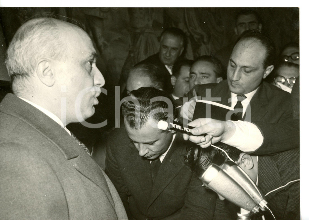 Fotografia d epoca originale 1959 ROMA Amintore FANFANI rassegna le dimissioni durante conferenza stampa 1