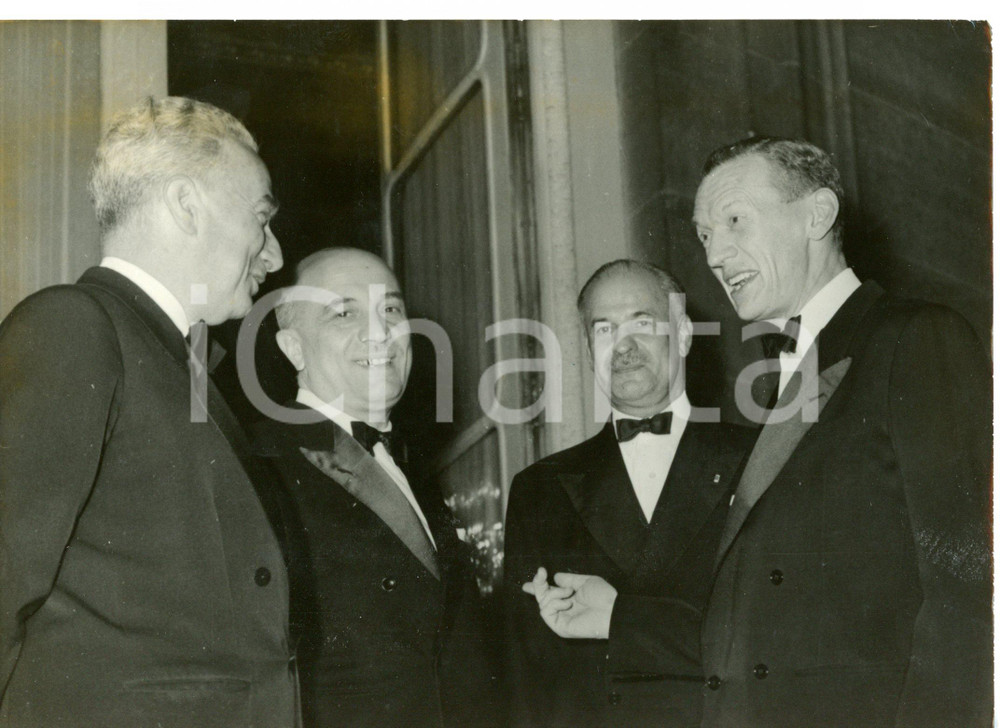 Fotografia d epoca originale 1958 PARIS Amintore FANFANI  Gaston PALEWSKI  Maurice COUVE DE MURVILLE Foto 1