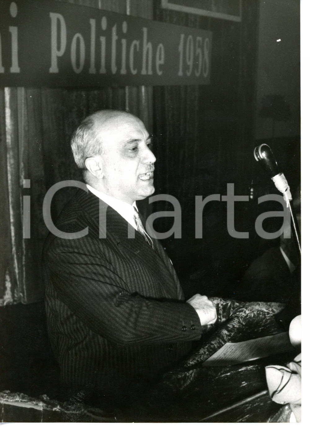 Fotografia d epoca originale 1958 ROMA Teatro Adriano  Amintore FANFANI apre campagna elettorale DC Foto 1