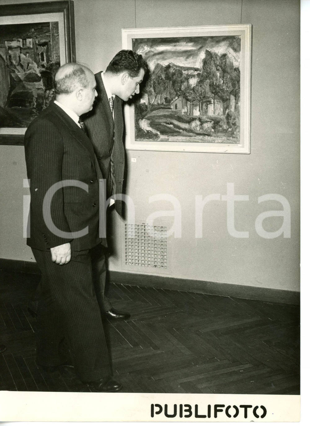 Fotografia d epoca originale 1954 ROMA Palazzo Esposizioni  Amintore FANFANI inaugura mostra di pittura 1