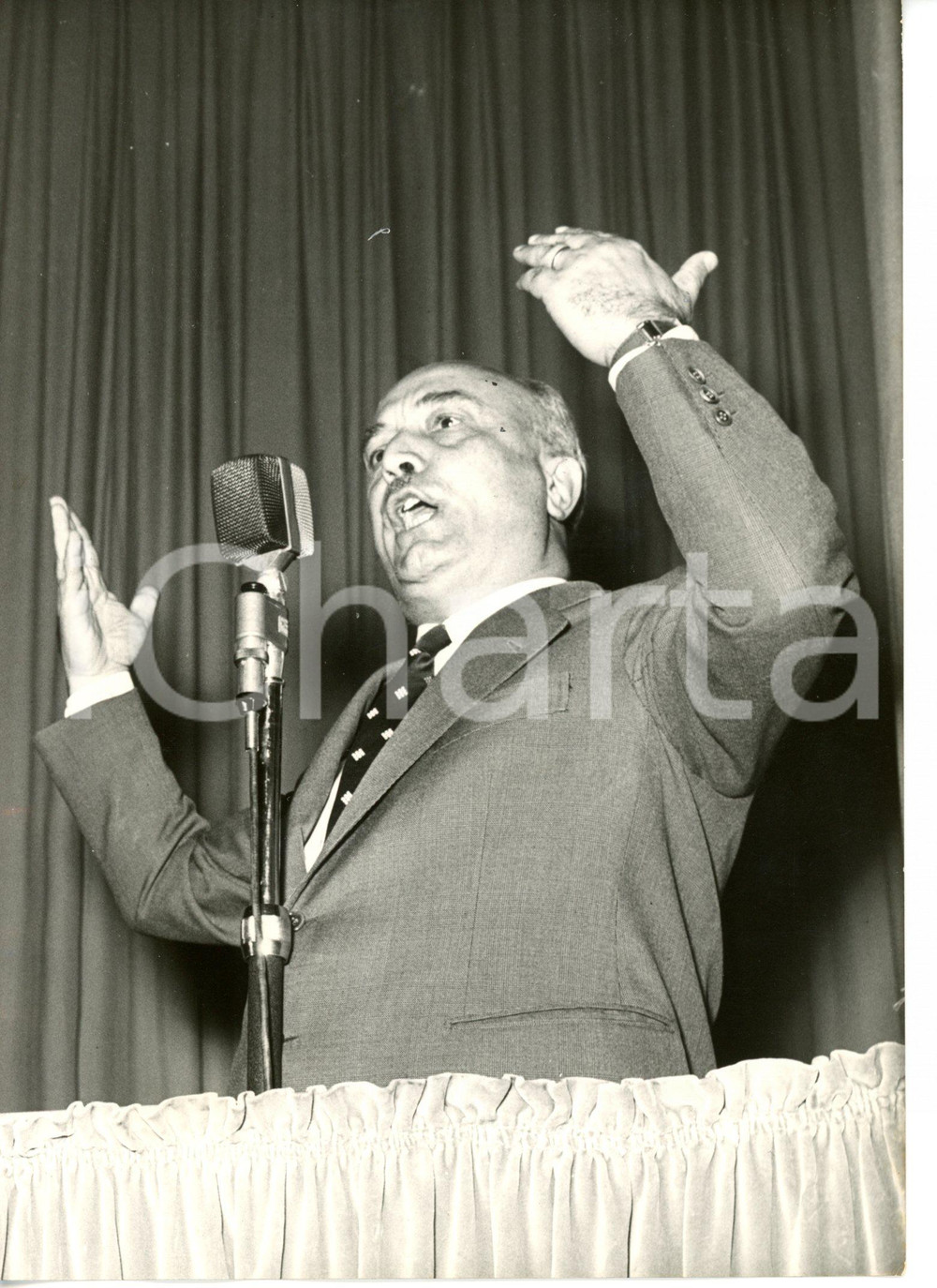 1958 ROMA - COLDIRETTI Amintore FANFANI al banco degli oratori *Foto 13x18 cm