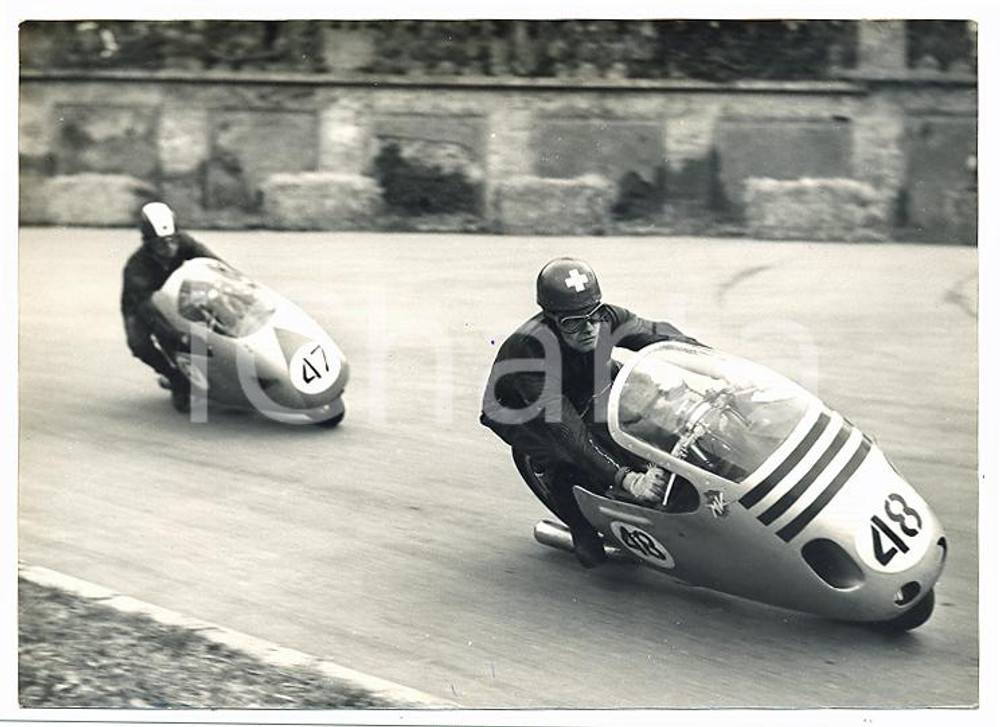 1955 ca IMOLA Coppa d'oro SHELL Luigi TAVERI Tarquino PROVINI prima di incidente