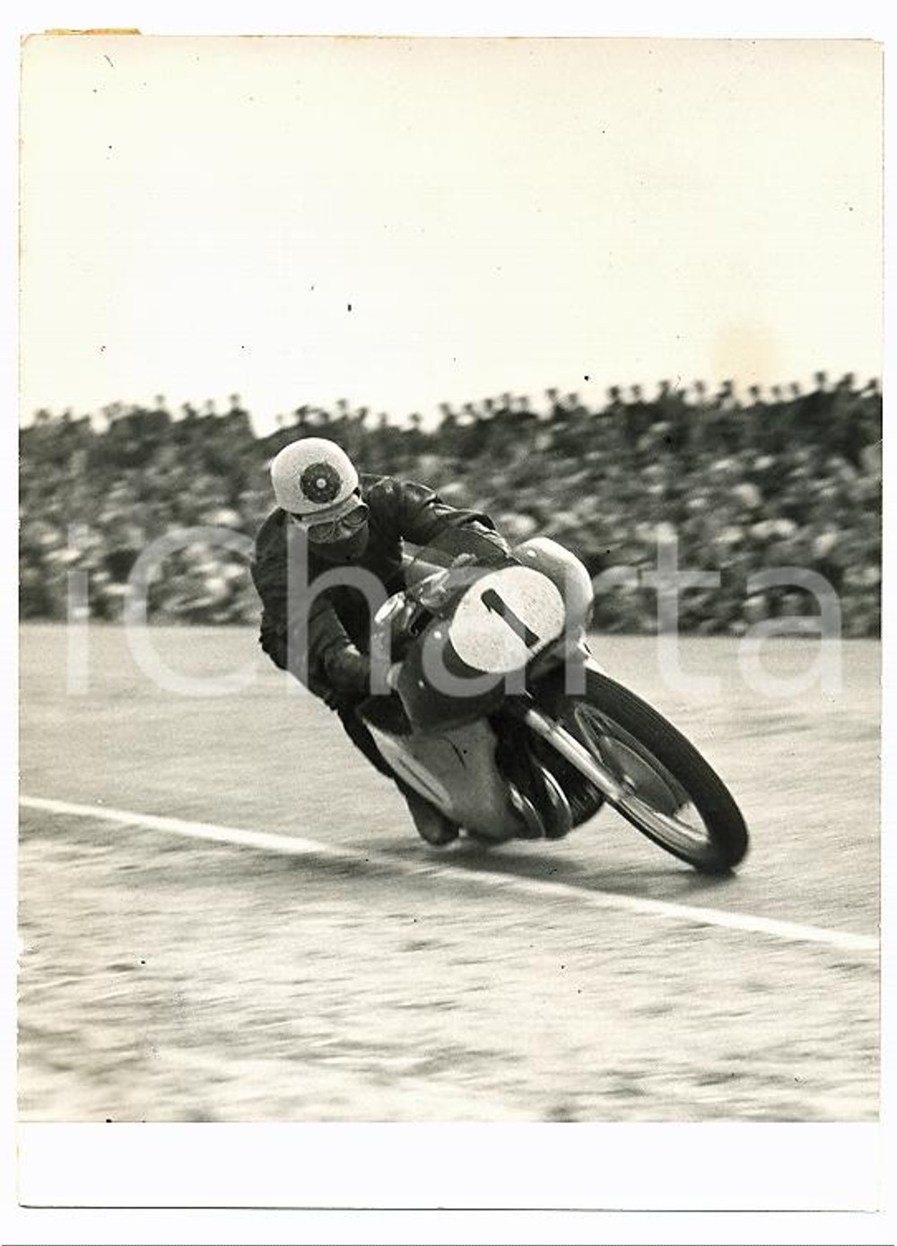 1955 ca MOTO GP - TT Circuit Assen - Geoffrey DUKE durante la gara Foto 13x18 cm