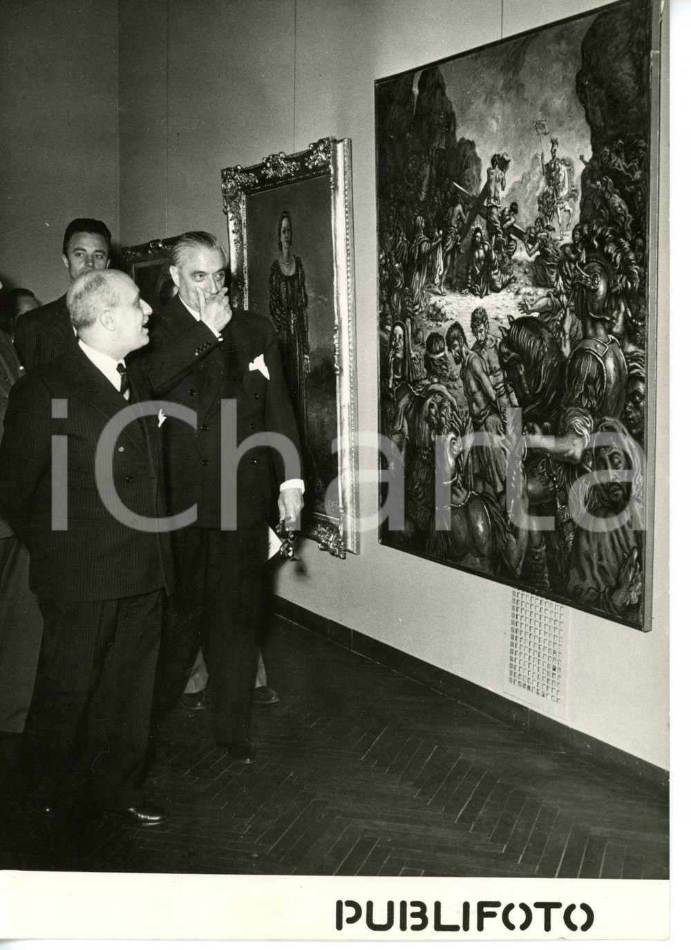1954 ROMA Amintore FANFANI inaugura mostra di pittura zone depresse *Foto 13x18