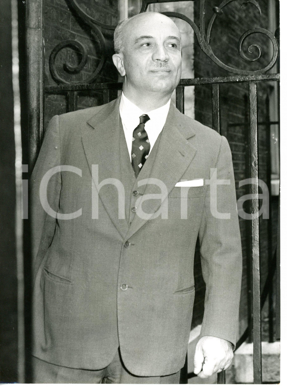 Fotografia d epoca originale 1958 LONDON Downing Street  Ritratto di Amintore FANFANI Foto 15x20 cm 1