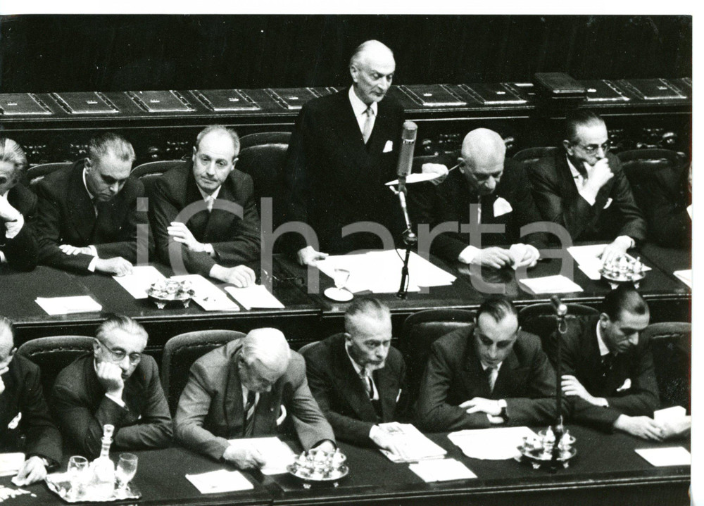 1955 ROMA Antonio SEGNI espone alla Camera programma di governo *Foto 18x13 cm