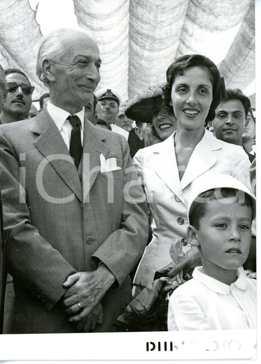 1956 CASTELLAMMARE DI STABIA Antonio SEGNI al varo della nave "Arborea" *Foto