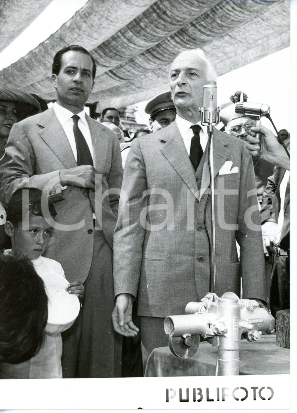 1956 CASTELLAMMARE DI STABIA Antonio SEGNI al varo della nave "Arborea" - Foto