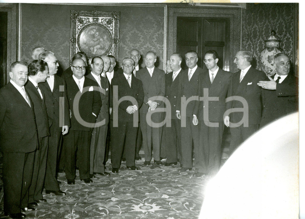 1955 ROMA Giovanni GRONCHI con i componenti del Gabinetto SEGNI *Foto 18x13