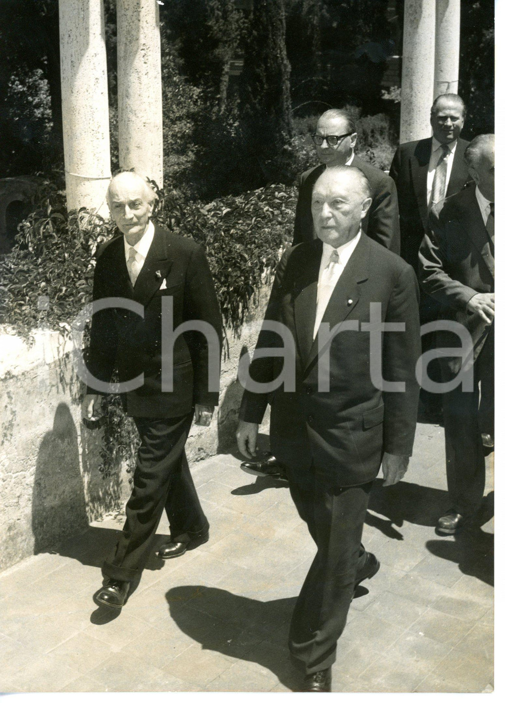 1956 ROMA Villa Massimo - Antonio SEGNI con il Cancelliere Konrad ADENAUER *Foto