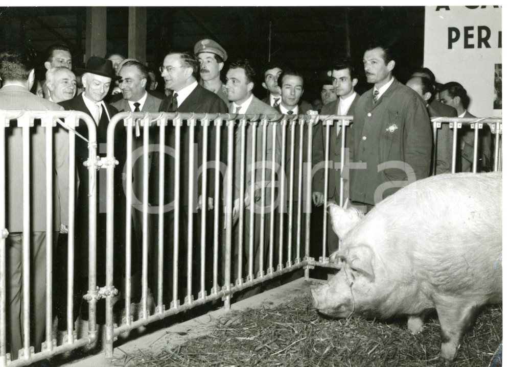 1957 MILANO Fiera Campionaria - Antonio SEGNI in visita ufficiale *Foto 18x13 cm