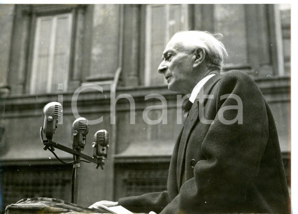 1956 ROMA Antonio SEGNI durante campagna elettorale DC *Fotografia 18x13 cm