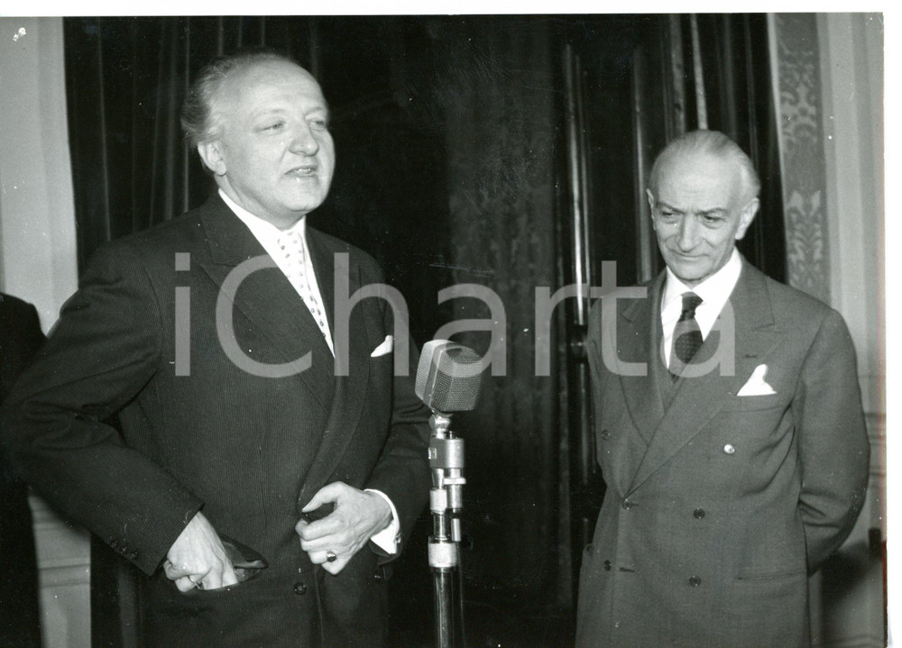 1957 ROMA Antonio SEGNI riceve Hans FURLER presidente CECA *Foto 18x13 cm