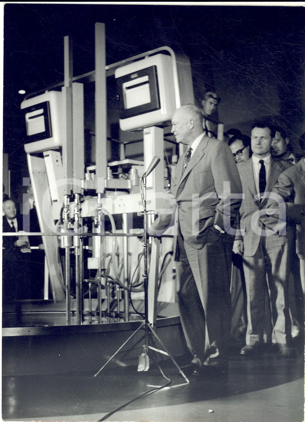 1955 GENEVA SUMMIT Dwight EISENHOWER in visita al reattore nucleare *Foto 13x18