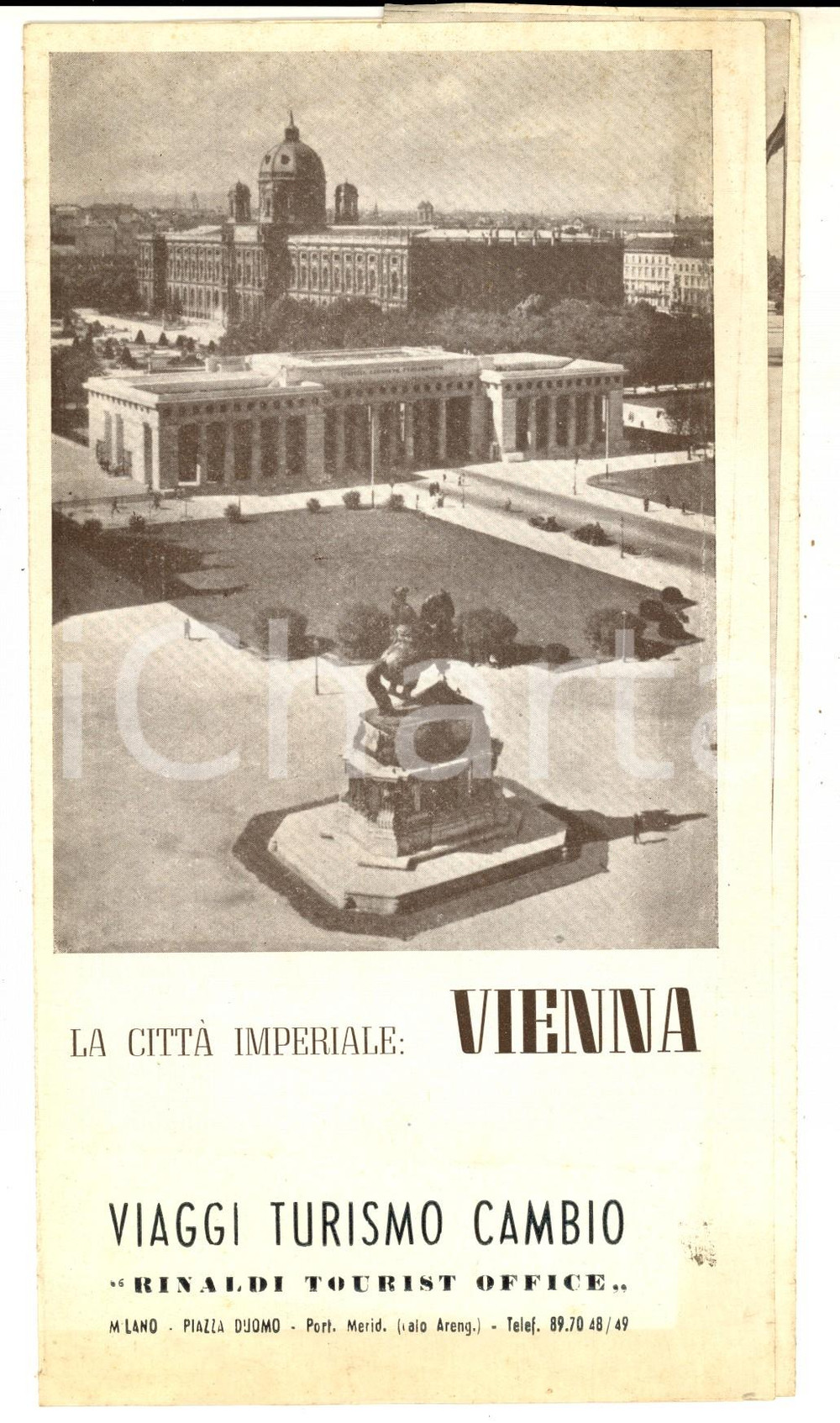 Materiale pubblicitario d’epoca 1953 VIENNA Programma gita VIAGGI TURISMO CAMBIO  Milano Dépliant 1