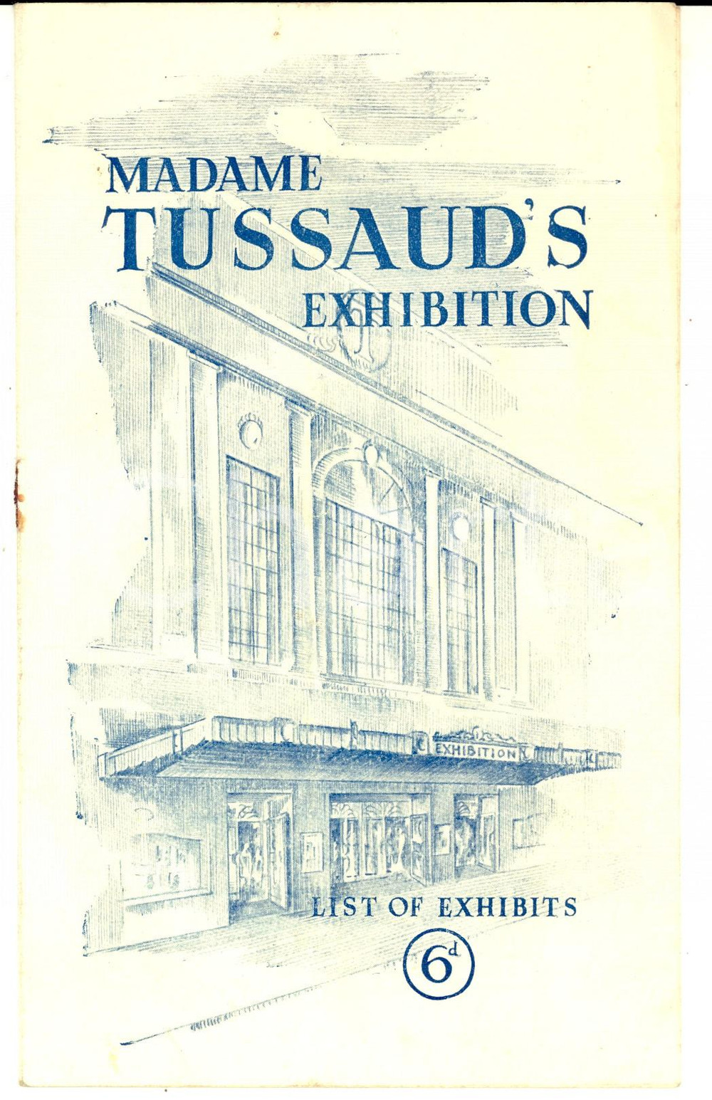 1951 LONDON Madame Tussaud's exhibition - List of Exhibition *VINTAGE