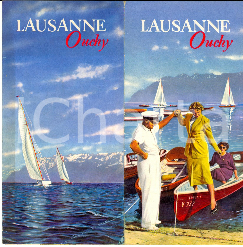 1955 LAUSANNE OUCHY - Pieghevole TURISMO ILLUSTRATO Italiano